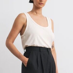 OZMA size extra small XS scoop tank (regenerative silk noil jersey) in natural